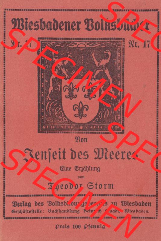 Weimarer Republik Wiesbadener Volksbücher 1920, Heft / Buch Nr. 17, Cover und Inhaltsverzeichnis (1) Sammlung