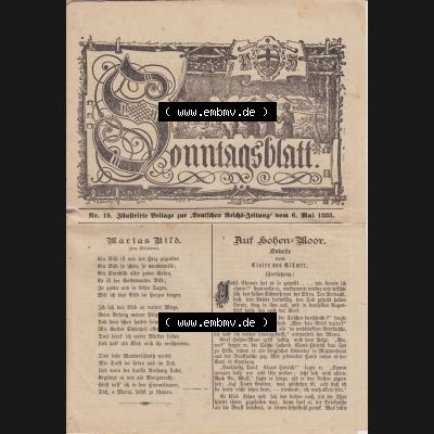 Deutsches Kaiserreich Bonn, Sonntagsblatt Illustrierte Beilage zur Deutschen Reichs-Zeitung 1888, Zeitung Nr. 19 vom 6. Mai 1888 Sonntagsblatt Cover / Titelblatt Sammlung