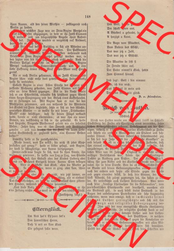 Deutsches Kaiserreich Bonn, Sonntagsblatt Illustrierte Beilage zur Deutschen Reichs-Zeitung 1888, Zeitung Nr. 19 vom 6. Mai 1888 Seite 148 Sammlung