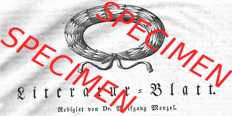 Morgenblatt 1832, Montag 30 Januar, Nr. 11, Seite 41, Literatur-Blatt, Titel-Grafik mit Leeren Kranz zur Einleitung. Das Digitale Bild / Foto der relativ... Sammlung