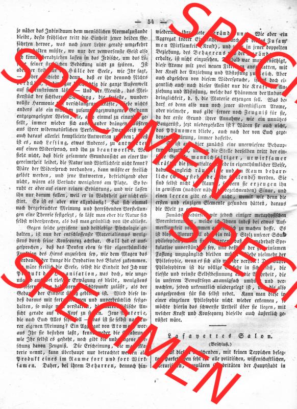 Morgenblatt 1832, Dienstag, 17 Januar, Nr. 14, Seite 54, Psychologische Briefe von Fichte. Das Digitale Bild / Foto der relativ wertvollen „Morgenblatt... Sammlung