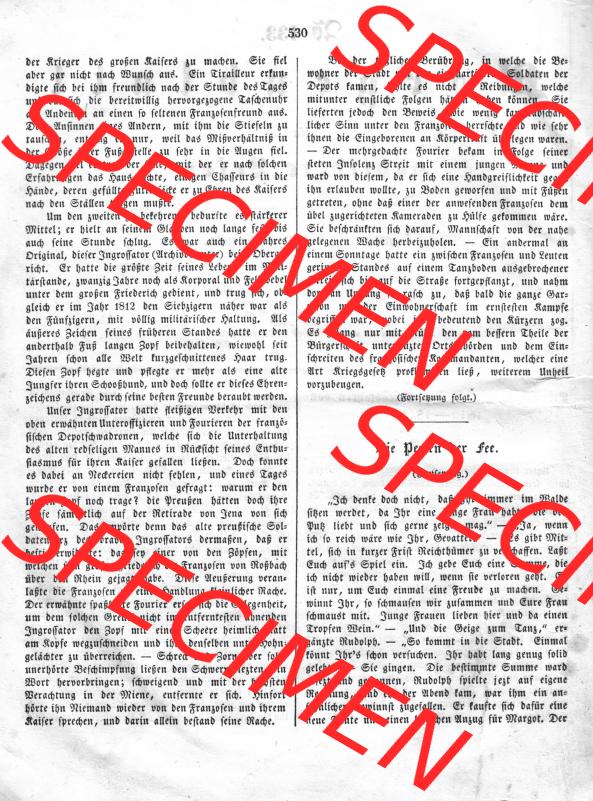 Morgenblatt für gebildete Leser 1845, Mittwoch, 4. Juni, Nr. 133, Seite 530, Erinnerungen aus den Kriegsjahren 1812-1815 und Die Perlen der See.... Sammlung