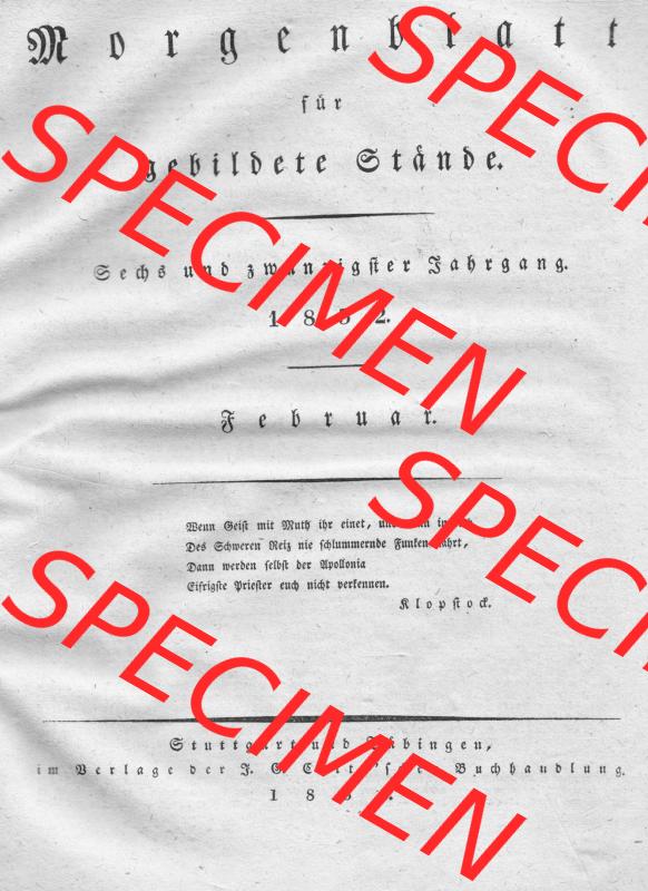 Morgenblatt 1832, Inhaltsverzeichnis Seite 3, Morgenblatt für gebildete Stände, Januar/Februar 1832. Das Digitale Bild / Foto vom Inhalt / Inhaltsverzeichnis... Sammlung