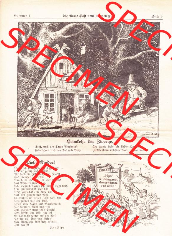 Die Rama-Post vom lustigen Fips, 1929, 1930, 5. Jahrgang, Nr. 1 Seite 3, Heimkehr der Zwerge. Die Digitalen JPG-Bilder der digitalisierten Zeitschrift... Sammlung