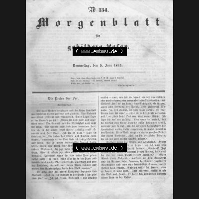 Morgenblatt für gebildete Leser 1845, Donnerstag, 5. Juni, Nr. 134, Seite 533, Die Perlen der See. Das Digitale Bild / Foto einer Einzelseite... Sammlung