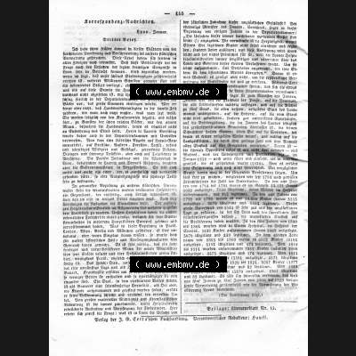 Morgenblatt 1832, Freitag, 3. Februar, Nr. 29, Seite 116, Korrespondenz Nachrichten. Das Digitale Bild / Foto einer Einzelseite der relativ wertvollen... Sammlung
