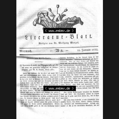 Morgenblatt 1832, Mittwoch, 11 Januar, Nr. 5, Seite 17, Länder und Völkerkunde. Das Digitale Bild / Foto der relativ wertvollen „Morgenblatt... Sammlung