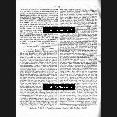 Morgenblatt 1832, Freitag, 13 Januar, Nr. 11, Seite 44, Korrespondenz Nachrichten. Das Digitale Bild / Foto der relativ wertvollen „Morgenblatt für... Sammlung