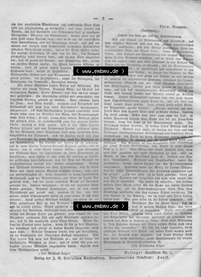 Morgenblatt 1832, 3 Januar, Nr. 2, Seite 8, Korrespondenz Nachrichten. Sammlung