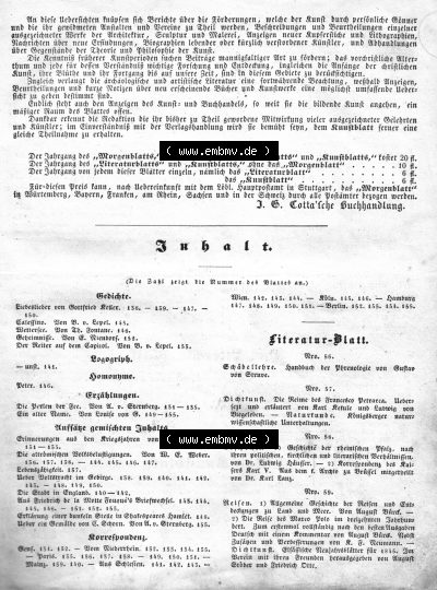 Morgenblatt für gebildete Leser 1845, Seite 3. Juni, Inhalt der Morgenblatt für Juni 1845. Sammlung