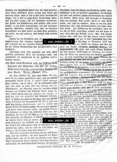 Morgenblatt 1832, Montag 30 Januar, Nr. 11, Seite 44, Literatur-Blatt mit Länder und Völkerkunde. Sammlung