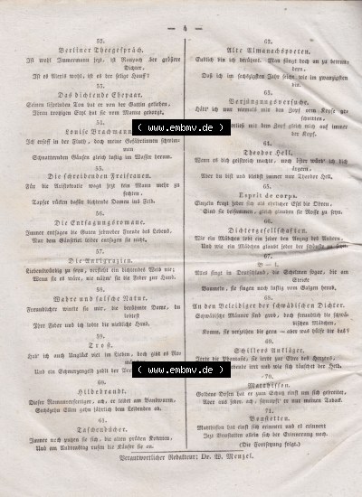 Morgenblatt 1832, 2 Januar, Nr 1, Seite 4, Literatur-Blatt. Sammlung
