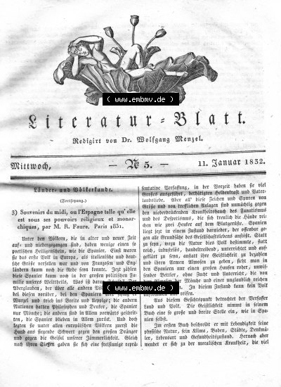Morgenblatt 1832, Mittwoch, 11 Januar, Nr. 5, Seite 17, Länder und Völkerkunde. Sammlung