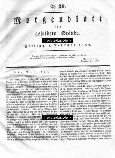 Morgenblatt 1832, Freitag, 3. Februar, Nr. 29, Seite 113, Die Musiker. Sammlung