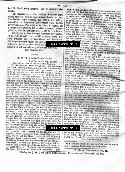 Morgenblatt 1832, Mittwoch, 1. Februar, Nr. 27, Seite 108, Korrespondenz Nachrichten. Sammlung