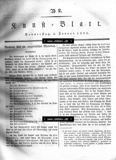 Morgenblatt 1832, 5 Januar, Nr. 2, Seite 5, Kunst-Blatt, Nachricht über ein neugriechisches Malerbuch. Sammlung