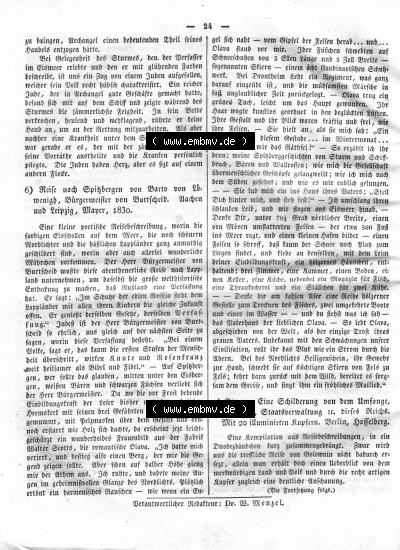 Morgenblatt 1832, Freitag, 13 Januar, Nr. 6, Seite 24, Länder und Völkerkunde. Sammlung
