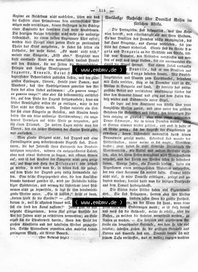 Morgenblatt 1832, Freitag, 3. Februar, Nr. 29, Seite 114, Die Musiker und Vorläufige Nachricht über Douvilles Reisen im südlichen... Sammlung