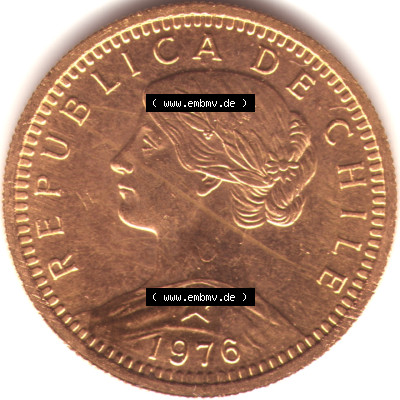 Amerika Chile Goldmünze 1976, 20 Pesos. Hier befindet sich eine Goldmünze aus Chile als Digitales Bild im online Katalog zum... Sammlung