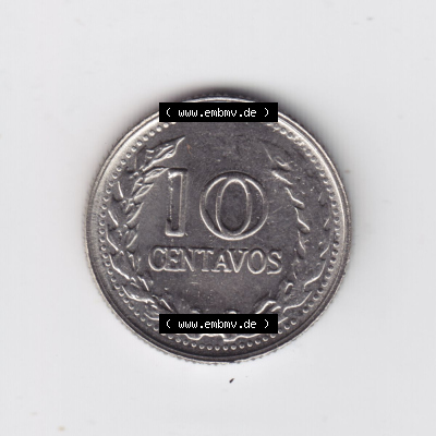 Kolumbien Umlaufmünzen 1972, 10 Centavos. Hier befindet sich die Vorderseite einer Umlaufmünze aus Kolumbien als Digitales Bild... Sammlung