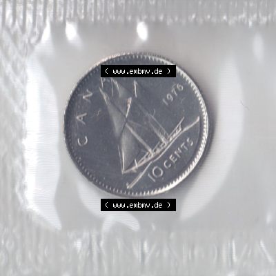 Kanada / Canada Umlaufmünze 1969-1978, 10 Cents 1976. Hier befindet sich die Vorderseite einer Umlaufmünze 1976 aus Kanada als... Sammlung