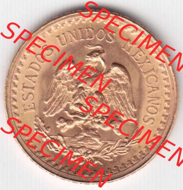 Münzen Mexiko / Mexico 1918-1948, Dos Y Medio Pesos Goldmünze 1945. Hier befindet sich die Rückseite einer Goldmünze aus Mexiko / Mexico als Digitales Bild im online... Sammlung