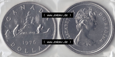 Kanada / Canada Umlaufmünze 1975-1976, 1 Dollar 1976. Hier befindet sich die Horizontale Ansicht einer Umlaufmünze 1976 aus... Sammlung