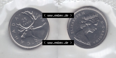 Kanada / Canada Umlaufmünze 1968-1978, 25 Cent 1976. Hier befindet sich die Horizontale Ansicht einer Umlaufmünze 1976 aus Kanada... Sammlung