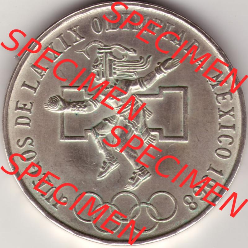 Münzen Mexiko / Mexico 1968-1968, 25 Pesos Olympia, Silbermünze. Hier befindet sich die Vorderseite einer Silbermünze aus Mexiko / Mexico als Digitales Bild im... Sammlung