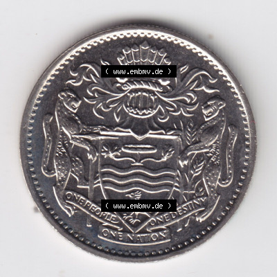 Münzen Guyana 1989, 25 Twentyfive Cents. Hier befindet sich die Rückseite einer Umlaufmünze aus Guyana als Digitales Bild im... Sammlung