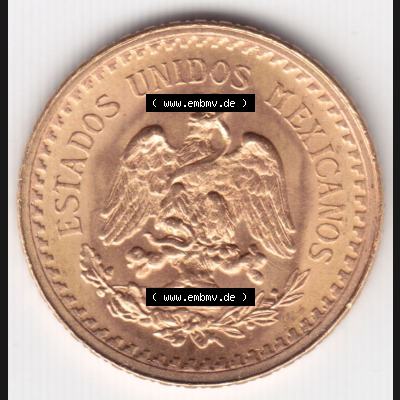 Münzen Mexiko / Mexico 1918-1948, Dos Y Medio Pesos Goldmünze 1945. Hier befindet sich die Rückseite einer Goldmünze aus Mexiko / Mexico als Digitales Bild im online... Sammlung