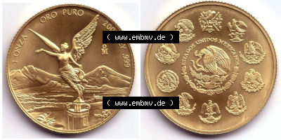 Münzen Mexiko / Mexico 1982-heute, 1 Onza - Unze Libertad Goldmünze 2005. Hier befindet sich eine Goldmünze aus Mexiko / Mexico... Sammlung