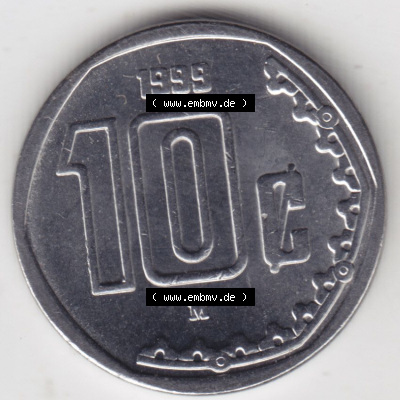 Münzen Mexiko / Mexico 1992-2009, 10 Centavos 1999. Hier befindet sich die Vorderseite einer Umlaufmünze aus Mexiko / Mexico... Sammlung