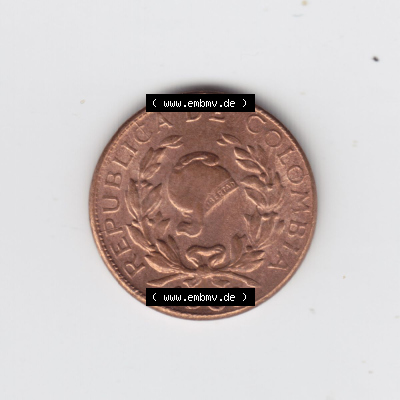 Kolumbien Umlaufmünzen 1966, 1 I Centavo. Hier befindet sich die Rückseite einer Umlaufmünze aus Kolumbien als Digitales Bild... Sammlung