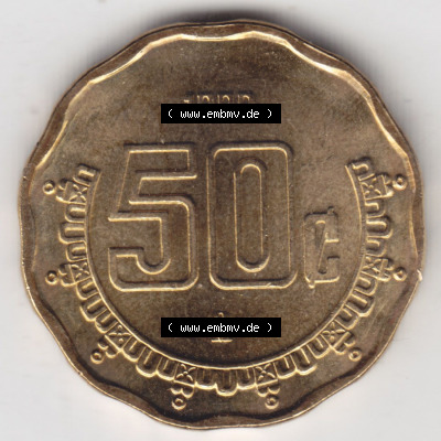 Münzen Mexiko / Mexico 1992-2009, 50 Centavos 1999. Hier befindet sich die Vorderseite einer Umlaufmünze aus Mexiko / Mexico... Sammlung