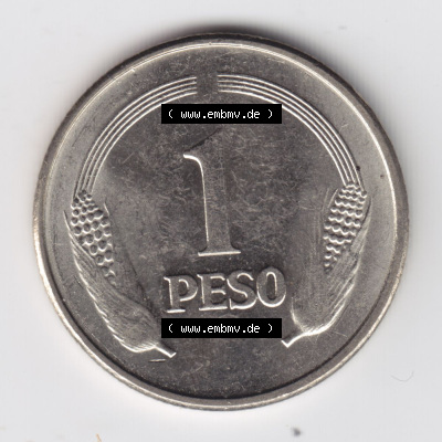 Kolumbien Umlaufmünzen 1980, 1 Peso. Hier befindet sich die Vorderseite einer Umlaufmünze aus Kolumbien als Digitales Bild im... Sammlung