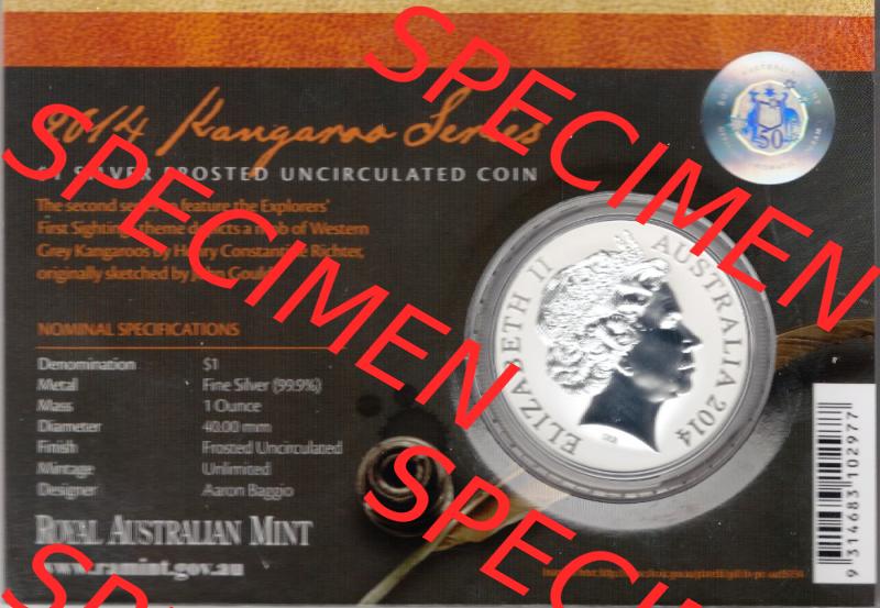Münze Australien 2014, 1 Dollar Känguru Silbermünze in Coinkarte (2) Sammlung