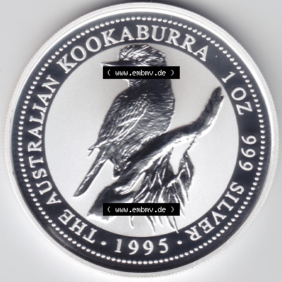 Münze Australien Kookaburra 1 Dollar 1-OZ Silver / 1 Unze Silber 1995 (1) Sammlung