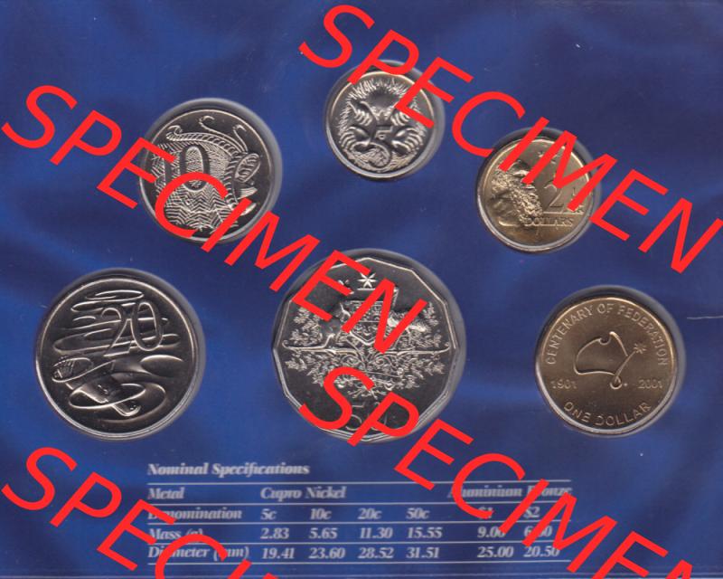 Münze Australien Umlaufmünzen 2001, KMS, Münzsatz von Australien (1) Sammlung