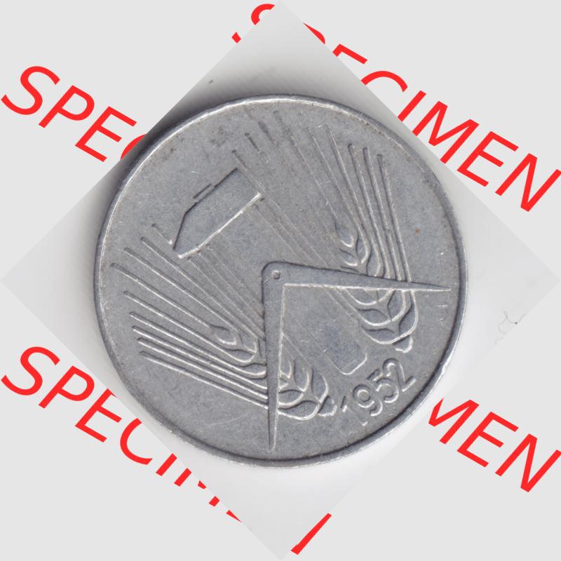1952, A 10 Pfennig Münzen-Rückseite Deutschland der DDR, der Deutschen Demokratischen Republik, die DDR Münzen können auf EMBMV im Katalog katalogisiert und verwaltet... Sammlung