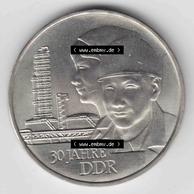 1979, 20 Mark 30 Jahre DDR, Münzen-Vorderseite mit Motiv der DDR Gedenkmünze auf einen Digitalen Bild, der Münze aus Deutschland der DDR, der Deutschen Demokratischen... Sammlung