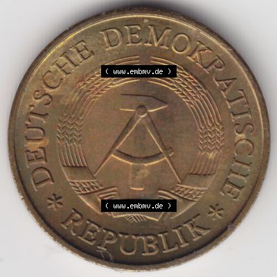 1969-1990, 20 Pfennig A, Münzen-Rückseite mit DDR-Wappen auf einen Digitalen Bild, der Münze aus Deutschland der DDR, der Deutschen Demokratischen Republik,... Sammlung