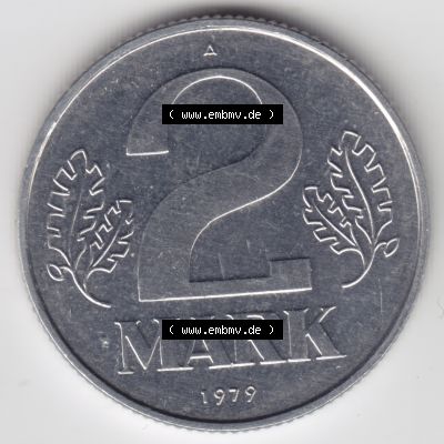 1972-1990, 2 Mark, Münzen-Vorderseite mit Wert-Angabe von 2 Mark der DDR auf einen Digitalen Bild, der Münze aus Deutschland der DDR, der Deutschen Demokratischen Republik,... Sammlung