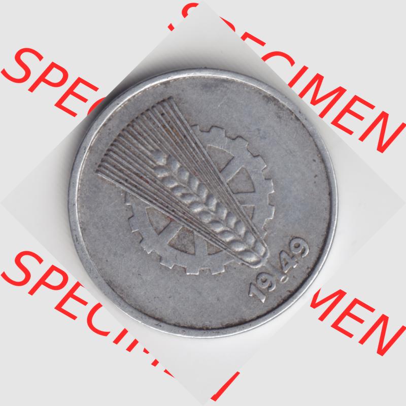 1949, A 50 Pfennig Münzen-Rückseite mit Wappen Deutschland der DDR, der Deutschen Demokratischen Republik Sammlung