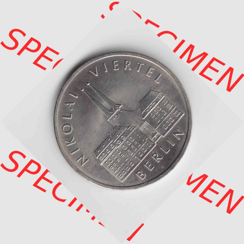 1987, 5 Mark DDR-Gedenkmünze Nikolai Viertel Berlin, Münzen-Vorderseite mit Motiv der DDR Gedenkmünze auf einen Digitalen Bild, der Münze aus Deutschland der DDR,... Sammlung
