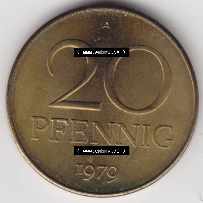 1969-1990, 20 Pfennig A, Münzen-Vorderseite mit Wert-Angabe auf einen Digitalen Bild, der Münze aus Deutschland der DDR, der Deutschen Demokratischen Republik, die... Sammlung
