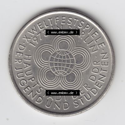 1973, 10 Mark Gedenkmünze der DDR, X. Weltfestspiel der Jugend und Studentenen in Berlin, Münzen-Vorderseite mit dem Motiv der Münze auf einen Digitalen Bild,... Sammlung