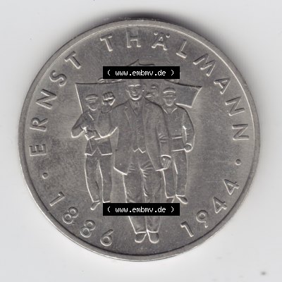 1986, 10 Mark Gedenkmünze Ernst Thälmann, Münzen-Vorderseite mit Motiv der DDR Gedenkmünze auf einen Digitalen Bild, der Münze aus Deutschland der DDR,... Sammlung