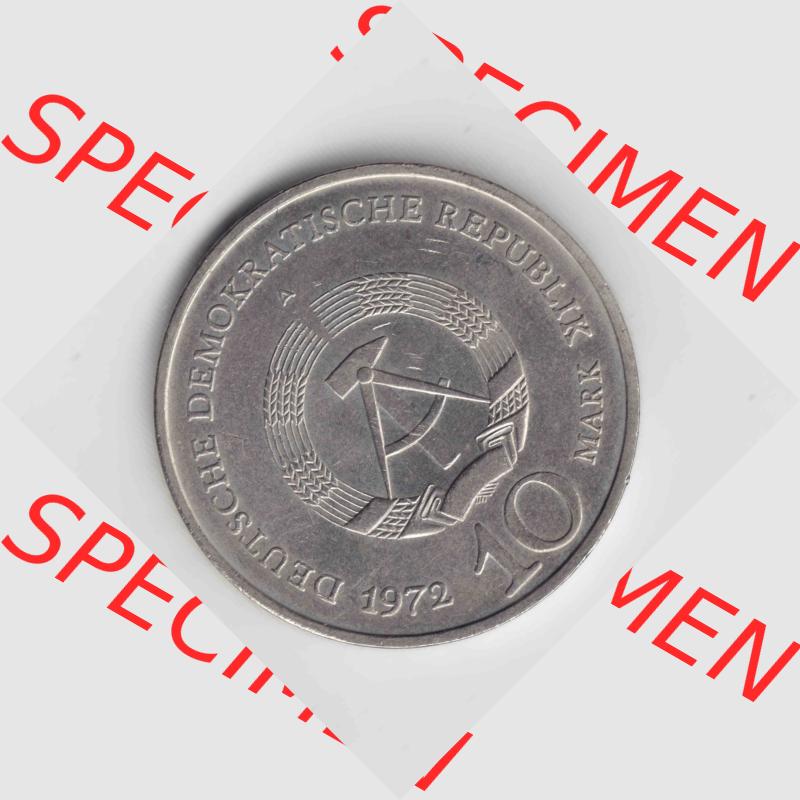 1972, 10 Mark der DDR Buchenwald, Münzen-Rückseite mit DDR-Wappen auf einen Digitalen Bild, der Münze aus Deutschland der DDR, der Deutschen Demokratischen Republik,... Sammlung