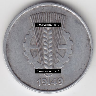 1949, A 50 Pfennig Münzen-Rückseite mit Wappen Deutschland der DDR, der Deutschen Demokratischen Republik Sammlung